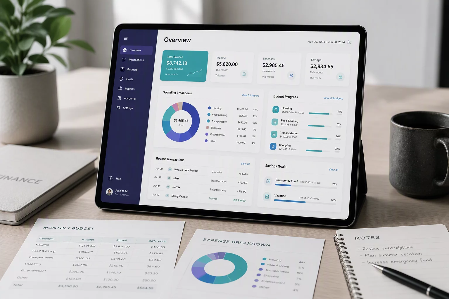 Personal budget overview dashboard