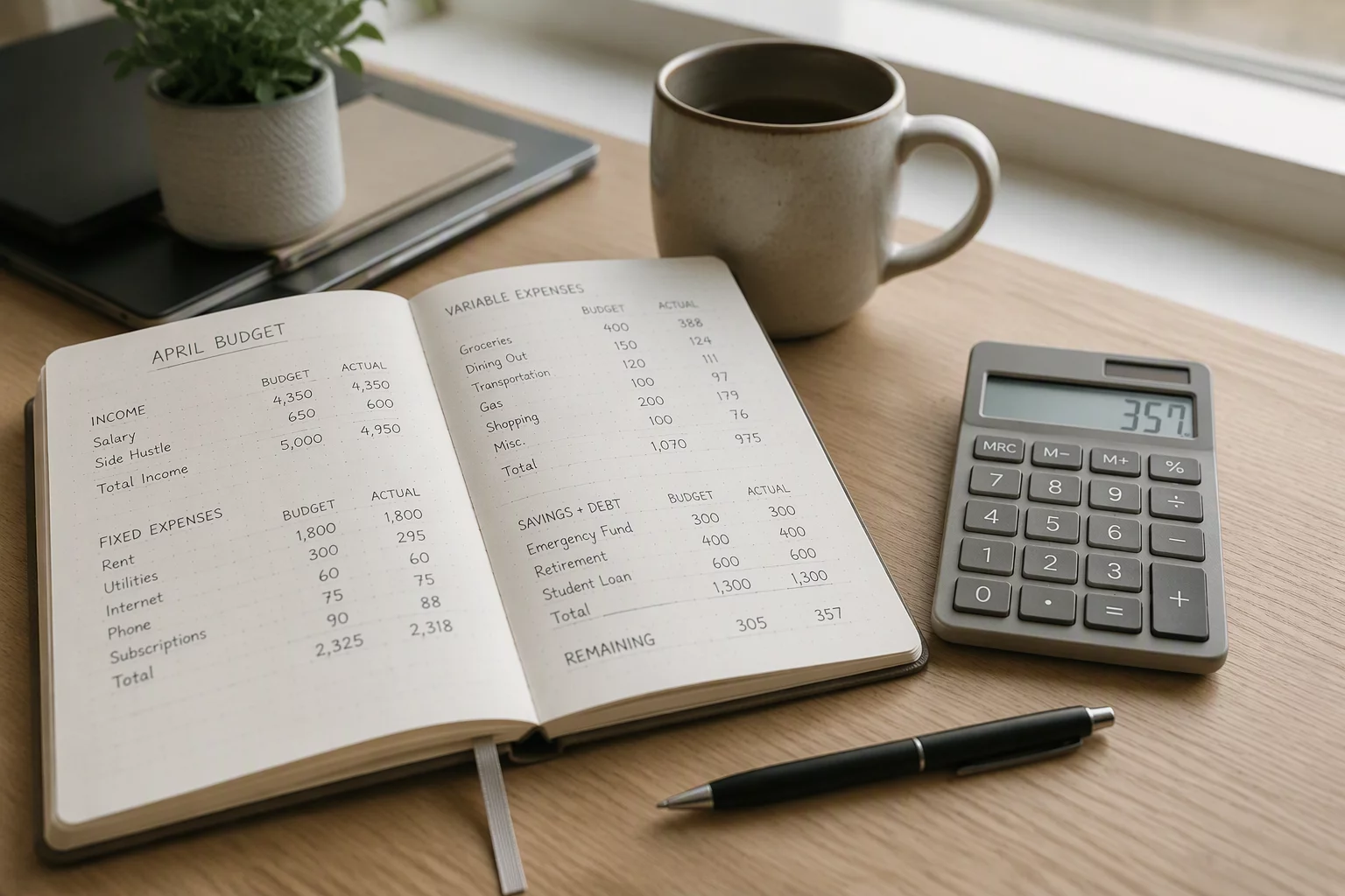 Establishing your first independent budget workspace with notebooks and balance charts