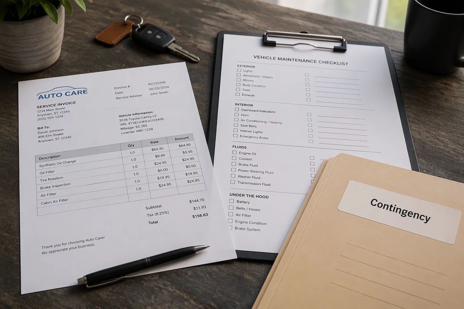 Handling sudden mechanical repairs with an emergency ledger