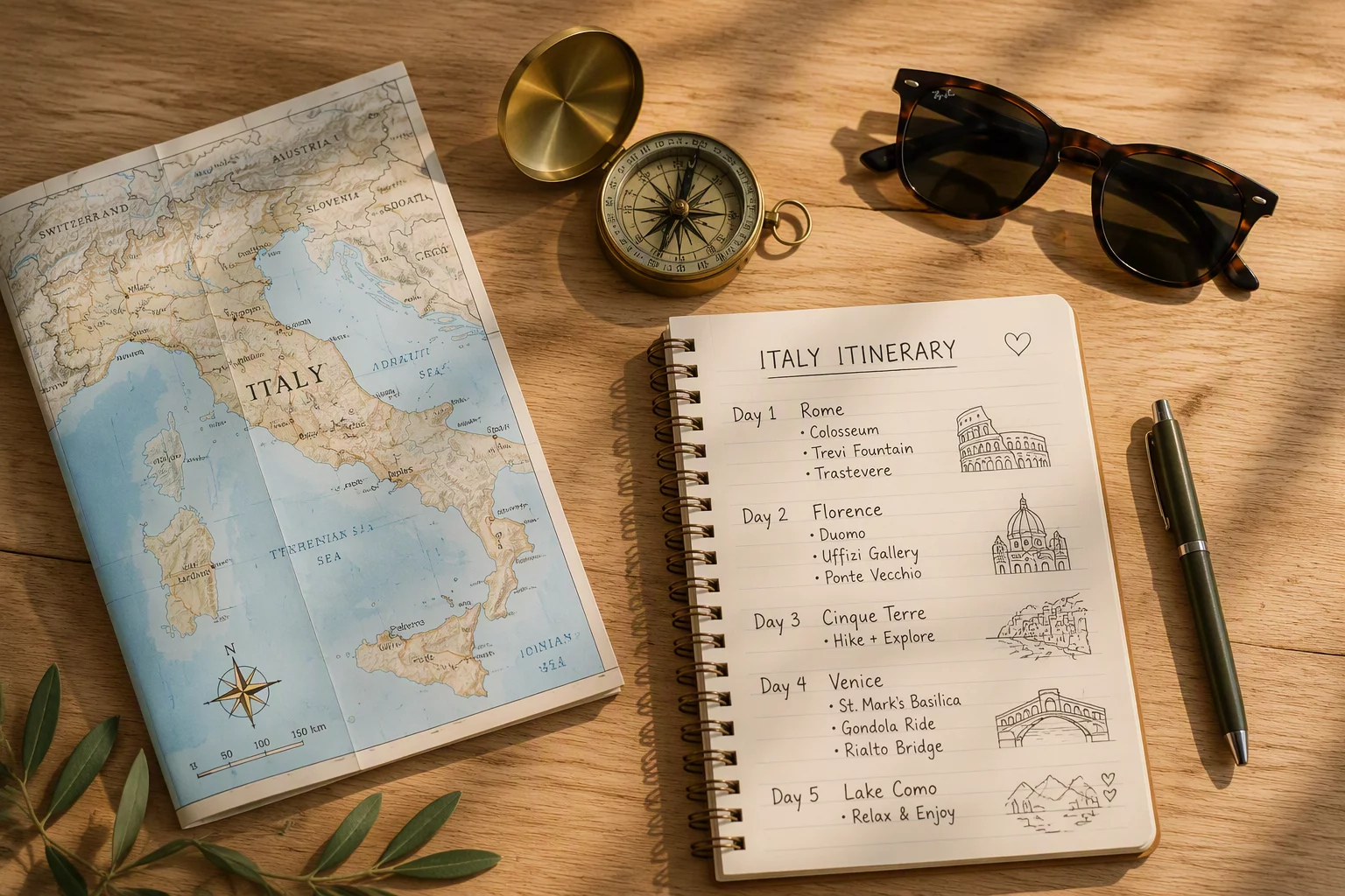 Travel packing itinerary and dedicated holiday allocation envelope